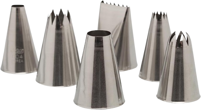 6 Piece Decorating Tube Set, Includes Stainless Steel Tips